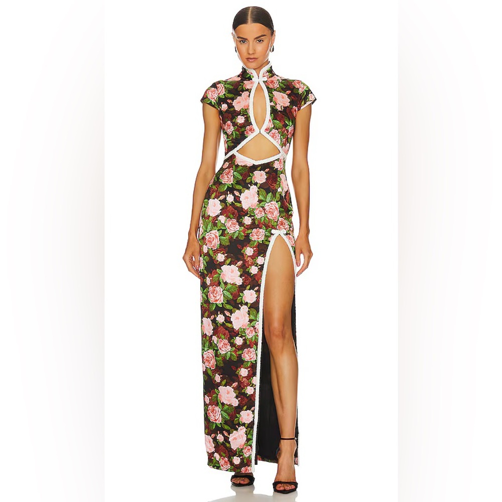 SAU LEE - Floral Cut-Out Maxi Dress